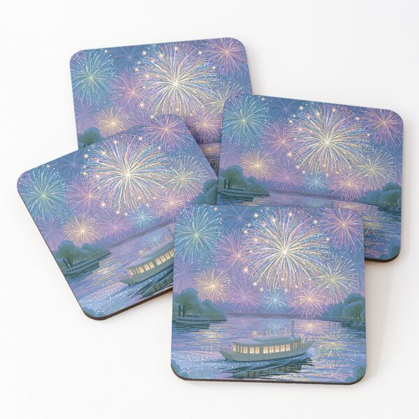 Item preview, Fireworks over river designed and sold by bubblyrainbow.