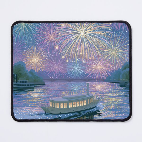 Item preview, Fireworks over river designed and sold by bubblyrainbow.