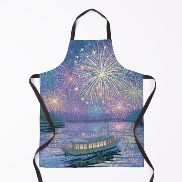 Item preview, Fireworks over river designed and sold by bubblyrainbow.