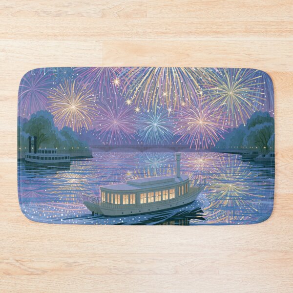 Item preview, Fireworks over river designed and sold by bubblyrainbow.
