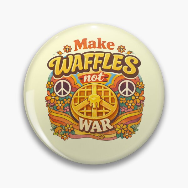 Item preview, Retro Make Waffles Not War Groovy Peace Sign Foodie Design designed and sold by ICANTWithoutCOFFEE.