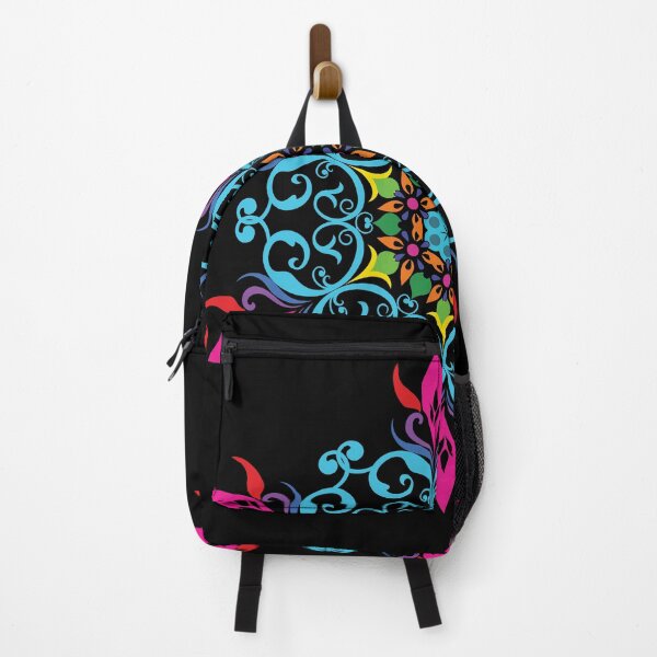 Item preview, Neon artistic decorative floral mandala ornament isolated on black background designed and sold by PowerAntShop.