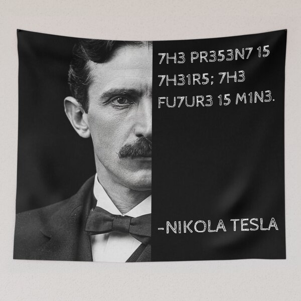 Aperçu de l'œuvre Citation de Nikola Tesla - Art et science (langage leet) créée et vendue par UrbanStoic.
