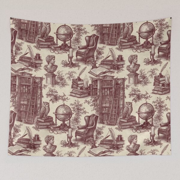 Item preview, Old Library Candlelit Toile Pattern Dark Academia designed and sold by StickyGuys.
