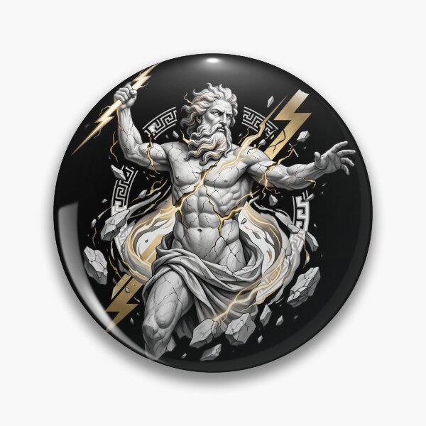 Item preview, Greek God Zeus Statue Breaking with Golden Lightning designed and sold by Clay Artista.