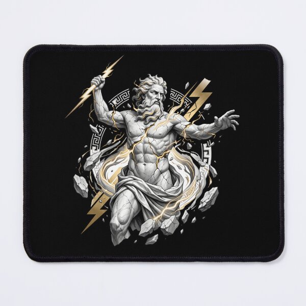 Artikelvorschau, Statue des griechischen Gottes Zeus, die von goldenem Blitz getroffen wird entworfen und verkauft von Clay Artista.