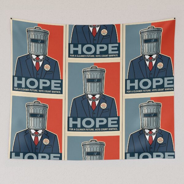 Item preview, Hope for a Cleaner Future Vintage Political Satire Poster Funny Trash Can Helmet Election Humor Campaign Sticker designed and sold by Bhaskar Digital Art.