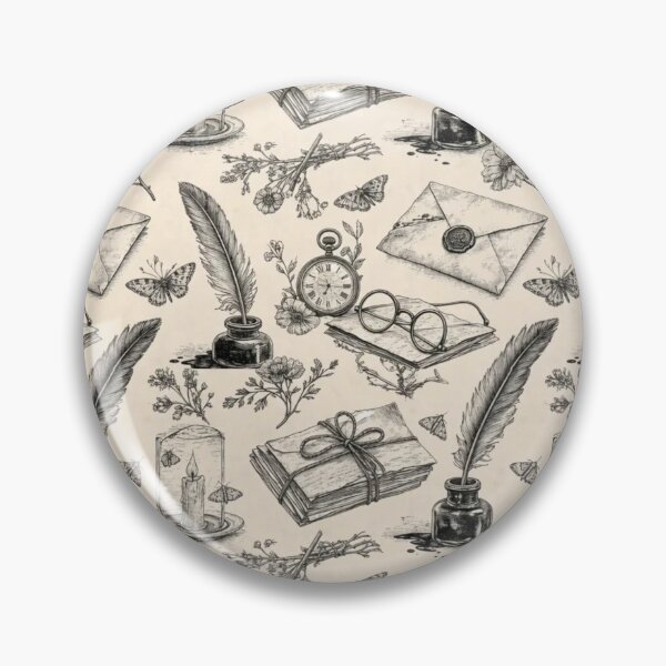 Item preview, Quill Ink Letters Toile Pattern Romantic Poetcore designed and sold by StickyGuys.