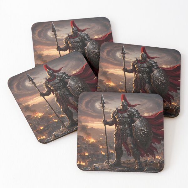Item preview, Epic Spartan Warrior Red Cape Battlefield designed and sold by GalleryBrisArt.