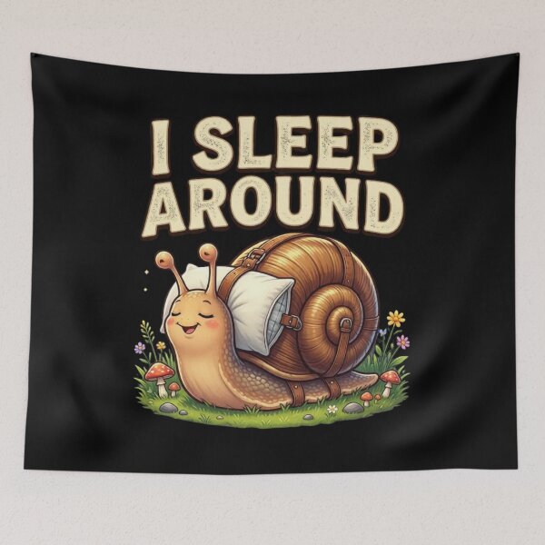 Item preview, Funny Sleeping Snail – I Sleep Around Cute Camping Pun Design designed and sold by Don't Crack Art.