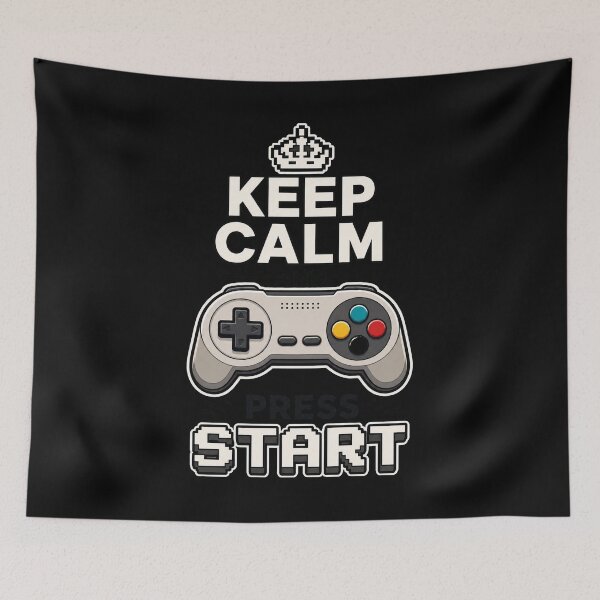 Item preview, gamer play Keep Calm and Press Start Retro Gaming Controller Design designed and sold by Uglyandcute.