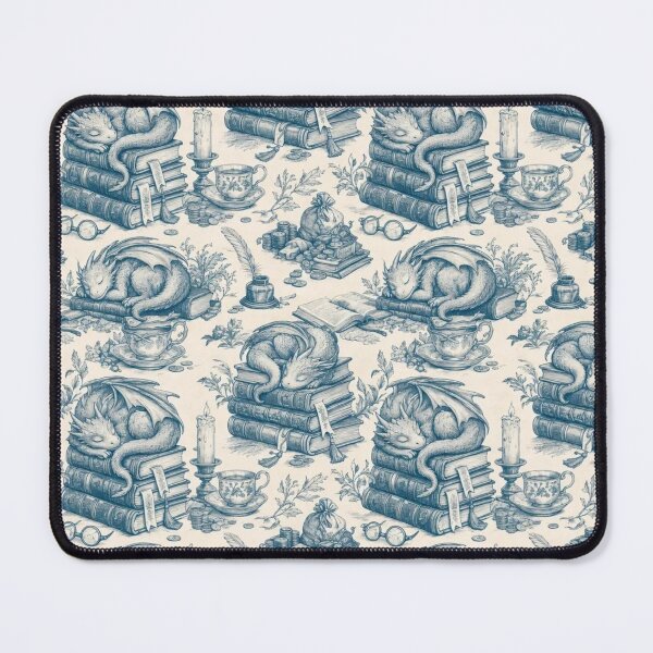 Item preview, Book Dragon Sleeping Hoard Toile Pattern Cozy Fantasy designed and sold by StickyGuys.