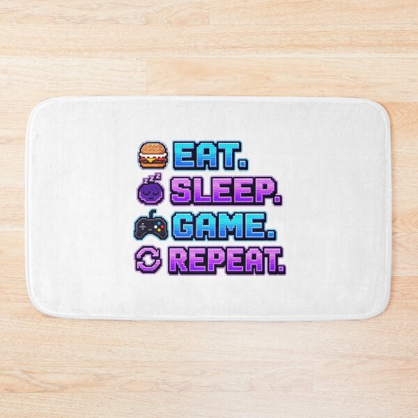 Item preview, gamer play Eat Sleep Game Repeat Neon Pixel Gamer Design designed and sold by Uglyandcute.