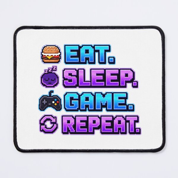 Item preview, gamer play Eat Sleep Game Repeat Neon Pixel Gamer Design designed and sold by Uglyandcute.