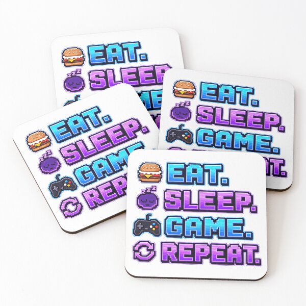 Item preview, gamer play Eat Sleep Game Repeat Neon Pixel Gamer Design designed and sold by Uglyandcute.