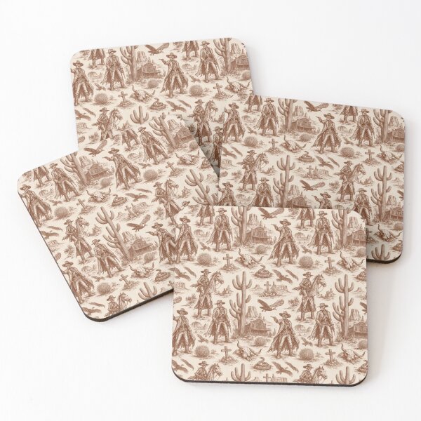 Item preview, Skeleton Cowboy Gothic Western Toile Pattern Vintage Desert designed and sold by StickyGuys.