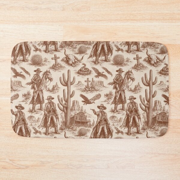 Item preview, Skeleton Cowboy Gothic Western Toile Pattern Vintage Desert designed and sold by StickyGuys.