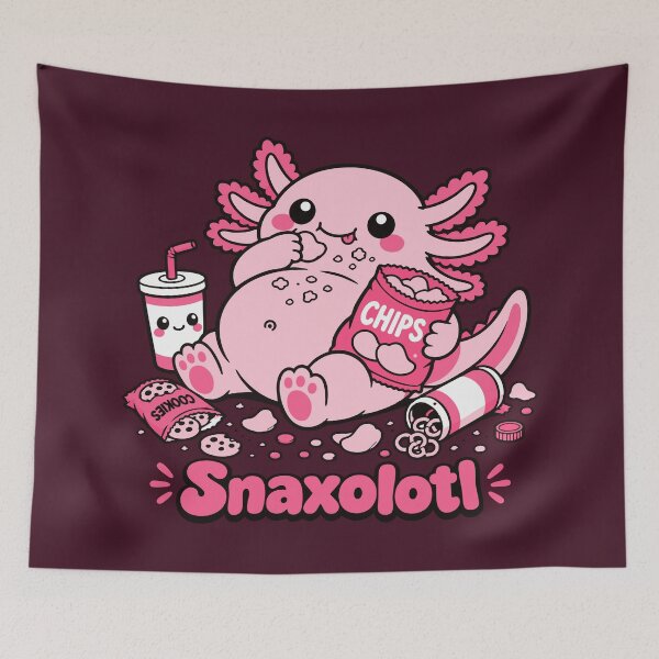 Item preview, Snaxolotl - Cute Chubby Kawaii Axolotl Eating Snacks designed and sold by Vanilla-Girl.