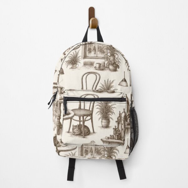 Item preview, Cozy Coffee Shop Reading Toile Pattern Vintage Café designed and sold by StickyGuys.