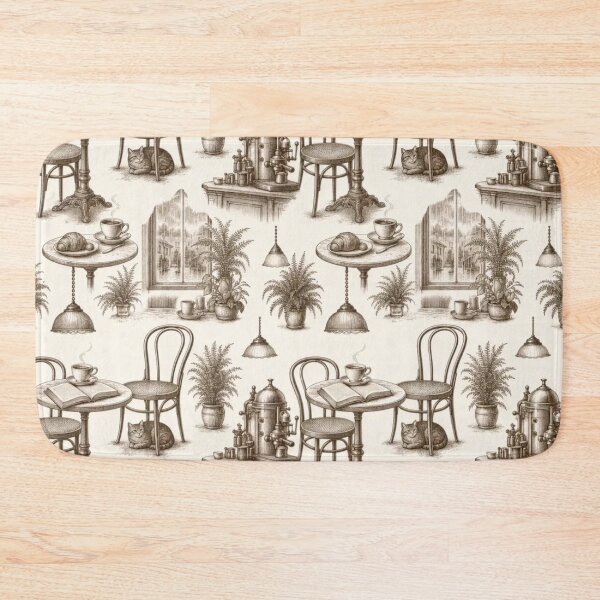 Item preview, Cozy Coffee Shop Reading Toile Pattern Vintage Café designed and sold by StickyGuys.