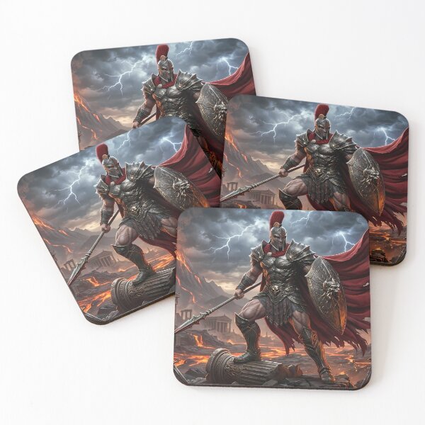 Item preview, Epic Spartan Warrior Red Cape Battlefield designed and sold by GalleryBrisArt.