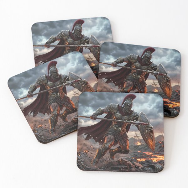 Item preview, Epic Spartan Warrior Red Cape Battlefield designed and sold by GalleryBrisArt.