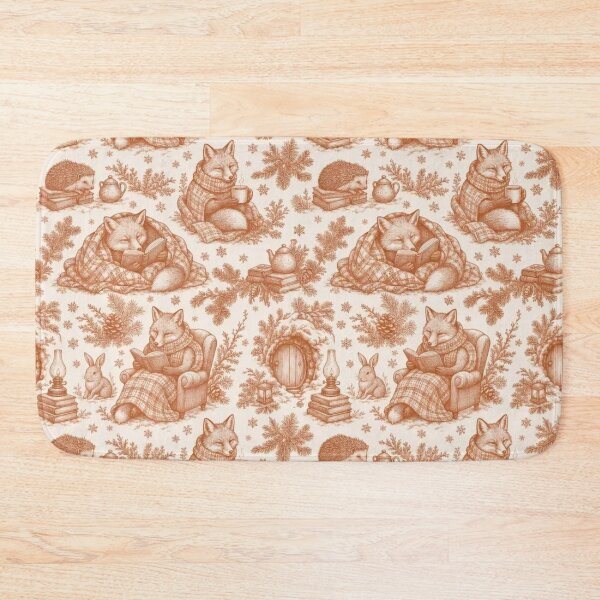 Item preview, Cozy Fox Winter Reading Toile Pattern Vintage Woodlan designed and sold by StickyGuys.