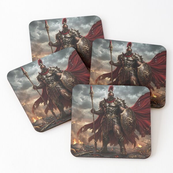 Item preview, Epic Spartan Warrior Red Cape Battlefield designed and sold by GalleryBrisArt.