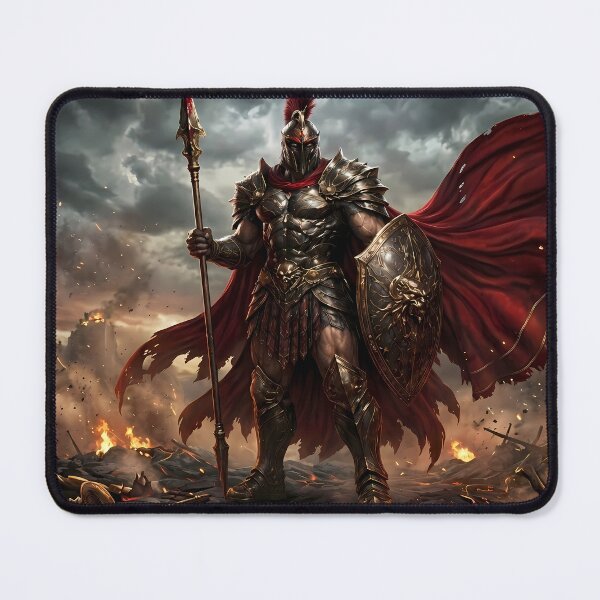 Item preview, Epic Spartan Warrior Red Cape Battlefield designed and sold by GalleryBrisArt.