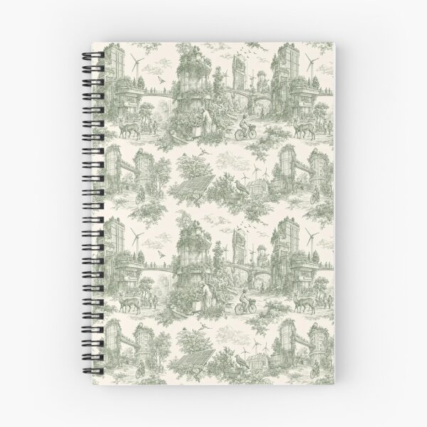 Item preview, Solarpunk Overgrown City Toile Pattern Green Future designed and sold by StickyGuys.