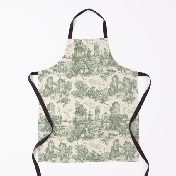 Item preview, Solarpunk Overgrown City Toile Pattern Green Future designed and sold by StickyGuys.
