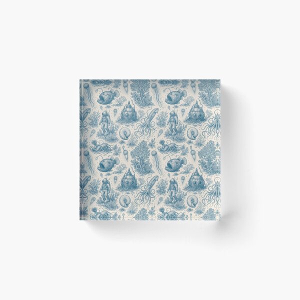 Item preview, Bioluminescent Deep Sea Toile Pattern Vintage Ocean designed and sold by StickyGuys.