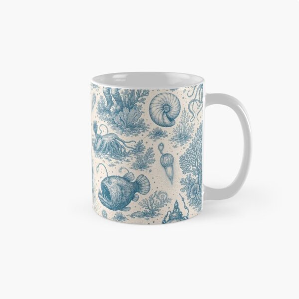 Item preview, Bioluminescent Deep Sea Toile Pattern Vintage Ocean designed and sold by StickyGuys.