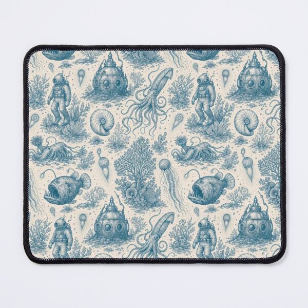 Item preview, Bioluminescent Deep Sea Toile Pattern Vintage Ocean designed and sold by StickyGuys.