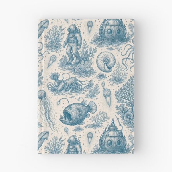 Item preview, Bioluminescent Deep Sea Toile Pattern Vintage Ocean designed and sold by StickyGuys.