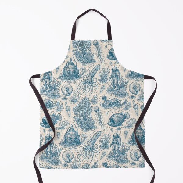 Item preview, Bioluminescent Deep Sea Toile Pattern Vintage Ocean designed and sold by StickyGuys.