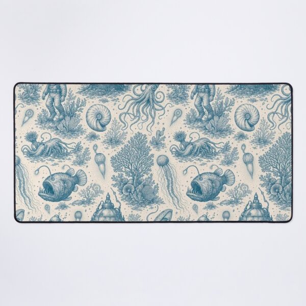 Item preview, Bioluminescent Deep Sea Toile Pattern Vintage Ocean designed and sold by StickyGuys.