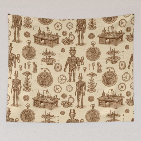Item preview, Clockwork Automaton Toile Pattern Vintage Steampunk designed and sold by StickyGuys.