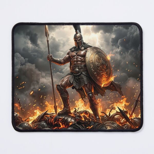 Item preview, Epic Spartan Warrior Red Cape Battlefield designed and sold by GalleryBrisArt.