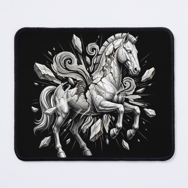 Item preview, Shattering Stone Horse Statue Illustration with Swirling Energy designed and sold by Clay Artista.