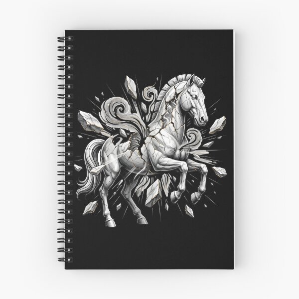 Item preview, Shattering Stone Horse Statue Illustration with Swirling Energy designed and sold by Clay Artista.