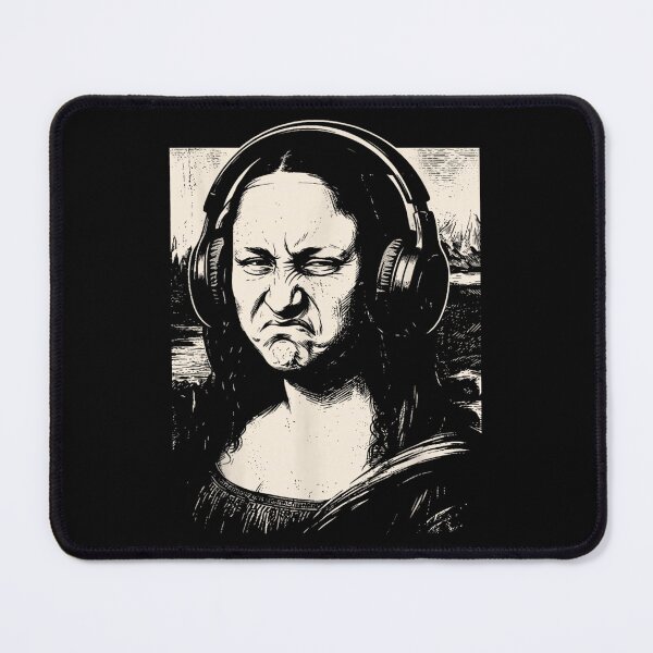 Item preview, Grumpy Mona Lisa Wearing Headphones Funny Meme With Attitude designed and sold by Serene woods.
