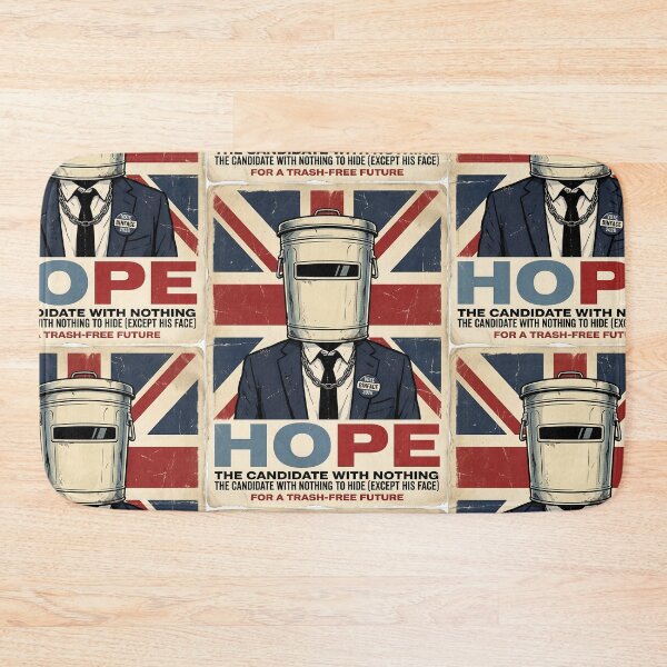 Item preview, Hope The Candidate With Nothing to Hide Vintage Political Satire Poster Funny Trash Can Helmet UK Election Humor Design designed and sold by Bhaskar Digital Art.