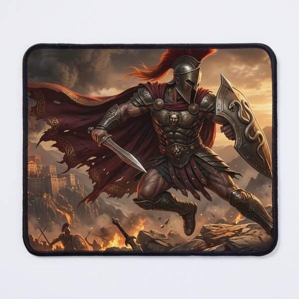 Item preview, Epic Spartan Warrior Red Cape Battlefield designed and sold by GalleryBrisArt.