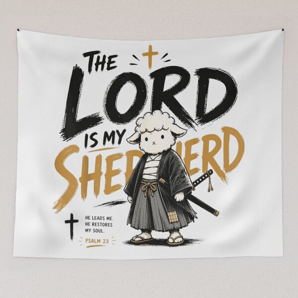 Item preview, The Lord Is My Shepherd Cute Samurai Lamb Psalm Twenty Three designed and sold by Taniyah Gomes.