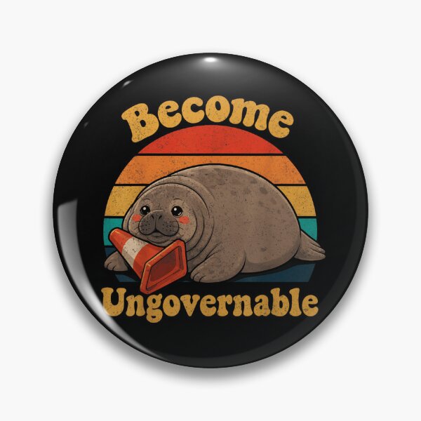 Item preview, Become Ungovernable Funny Seal Holding Traffic Cone Retro Sunset Style designed and sold by Taniyah Gomes.