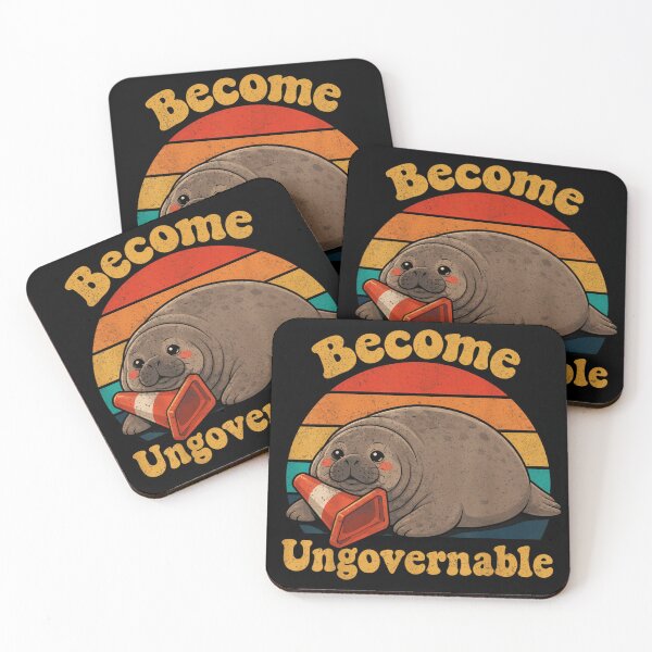Item preview, Become Ungovernable Funny Seal Holding Traffic Cone Retro Sunset Style designed and sold by Taniyah Gomes.