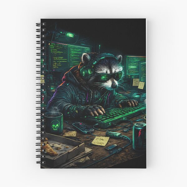 Item preview, Cyberpunk Raccoon Programmer designed and sold by OddPairStudio.