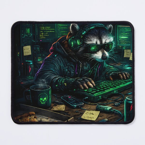 Item preview, Cyberpunk Raccoon Programmer designed and sold by OddPairStudio.
