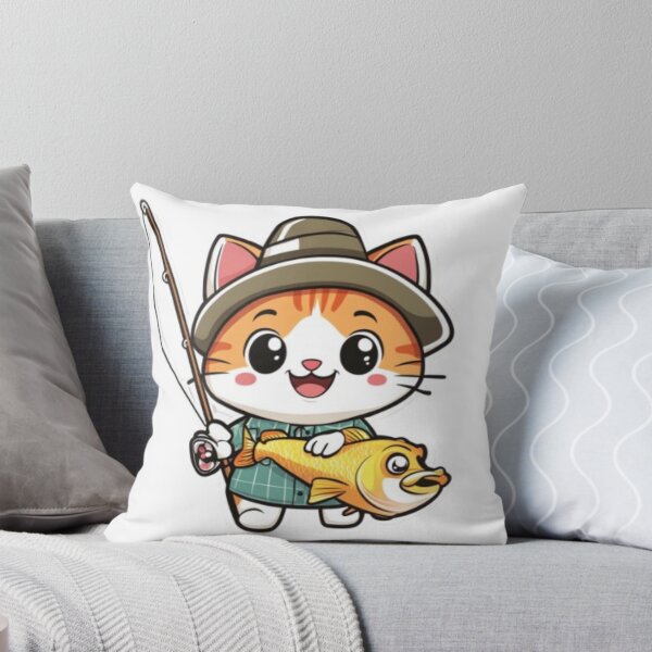 Item preview, "Happy Fisher Cat with Catch" designed and sold by NoFishToday.